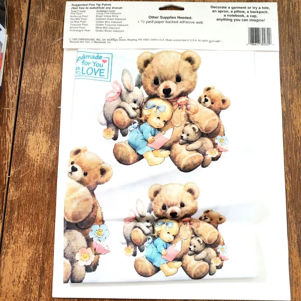 3 Vtg Dimensions FashionArt Iron On Appliques Baby Bears Butterflies Flowers New